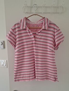 Hope x Wilson Pink & Red Striped Breast Cancer Awareness Polo Top (Size 2XL)